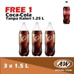 A&W Sarsaparilla PET 3 x 1.5L FREE Coca-Cola Tanpa Kalori 1.25L [CNY2021]