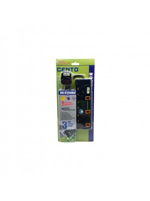 Cento 3Way 3 Pin Socket Outlet With Neon 2M Black+Yallow