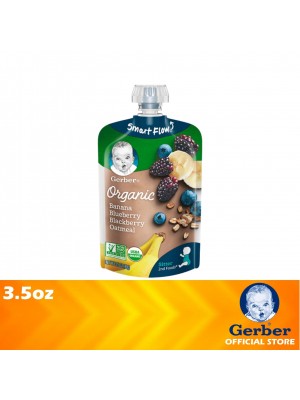 Gerber Organic 2nd Food Banana Blueberry Blackberry Oatmeal 3.5oz