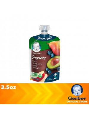 Gerber Organic 2nd Food Pear Blueberry Apple Avocado 3.5oz
