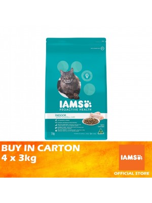 IAMS Cat Dry Food Adult Indoor Weight & Hairball Care Chicken 4 x 3kg